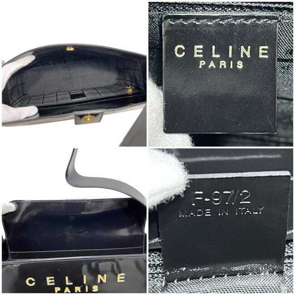 Celine Shoulder Bag Black Leather F Logo Perforated Closure Shoulder - Picture 4 of 10